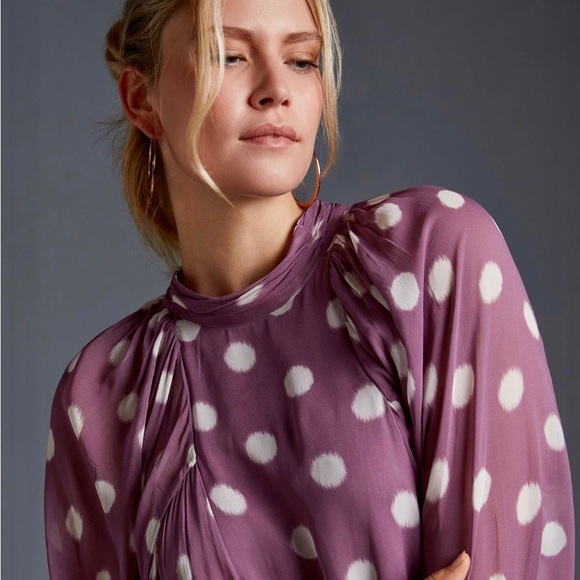 Sold .Anthropologie long sleeve Sheer Dress NWT - Picture 2 of 16